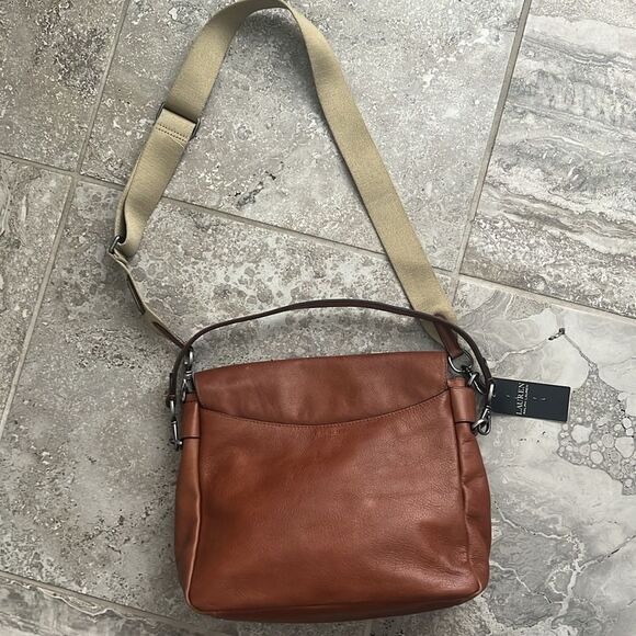 Ralph Lauren Studded Leather Noa Crossbody with Front Pockets, Brown, NWT - Picture 9 of 16